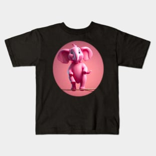 Pink elephant in a high wire Kids T-Shirt